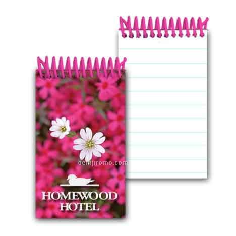3d Lenticular Mini Notebook Stock/White And Pink Flowers (Imprinted)