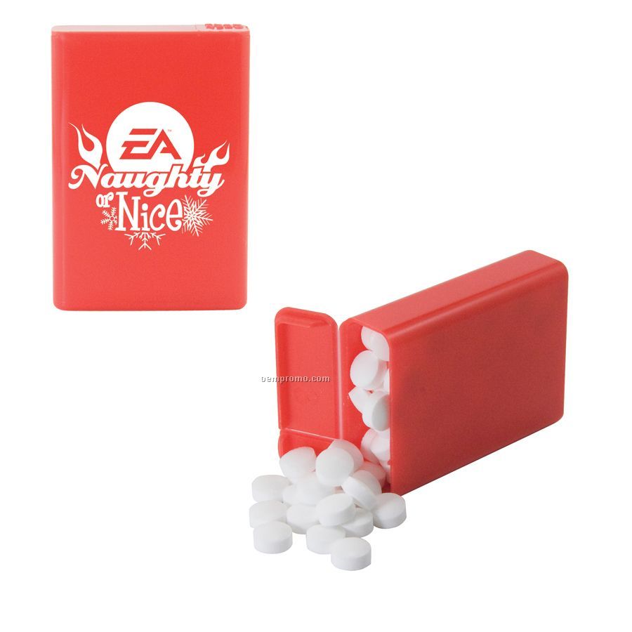 Red Refillable Plastic Mint/ Candy Dispenser With Sugar-free Mints