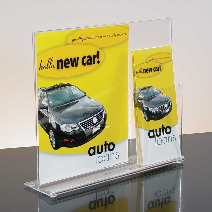 Vertical Clear Acrylic Sign Holder W/Brochure Pocket