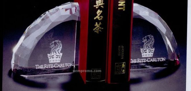 4"X4"X2" Faceted Crystal Bookends