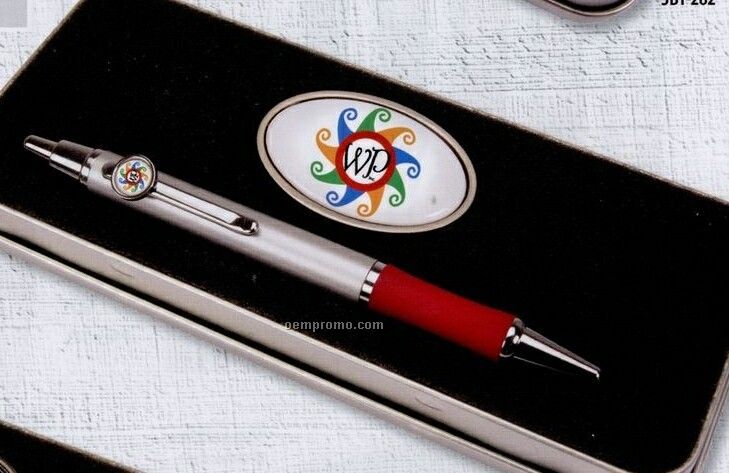 Pen And Money Clip Set - Red