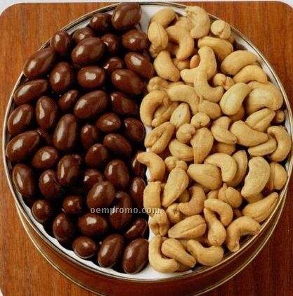 42 Oz. Chocolate Almonds/ Jumbo Cashews Designer Gift Tin