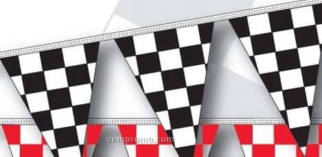 60' 4 Mil Triangle Checkered Race Track Pennant - Black/White