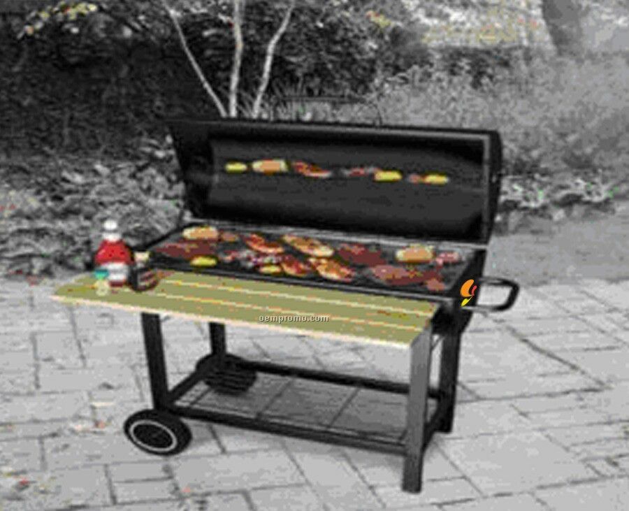 Barbecue Grill - Front Wood Shelf & Skewer In Top