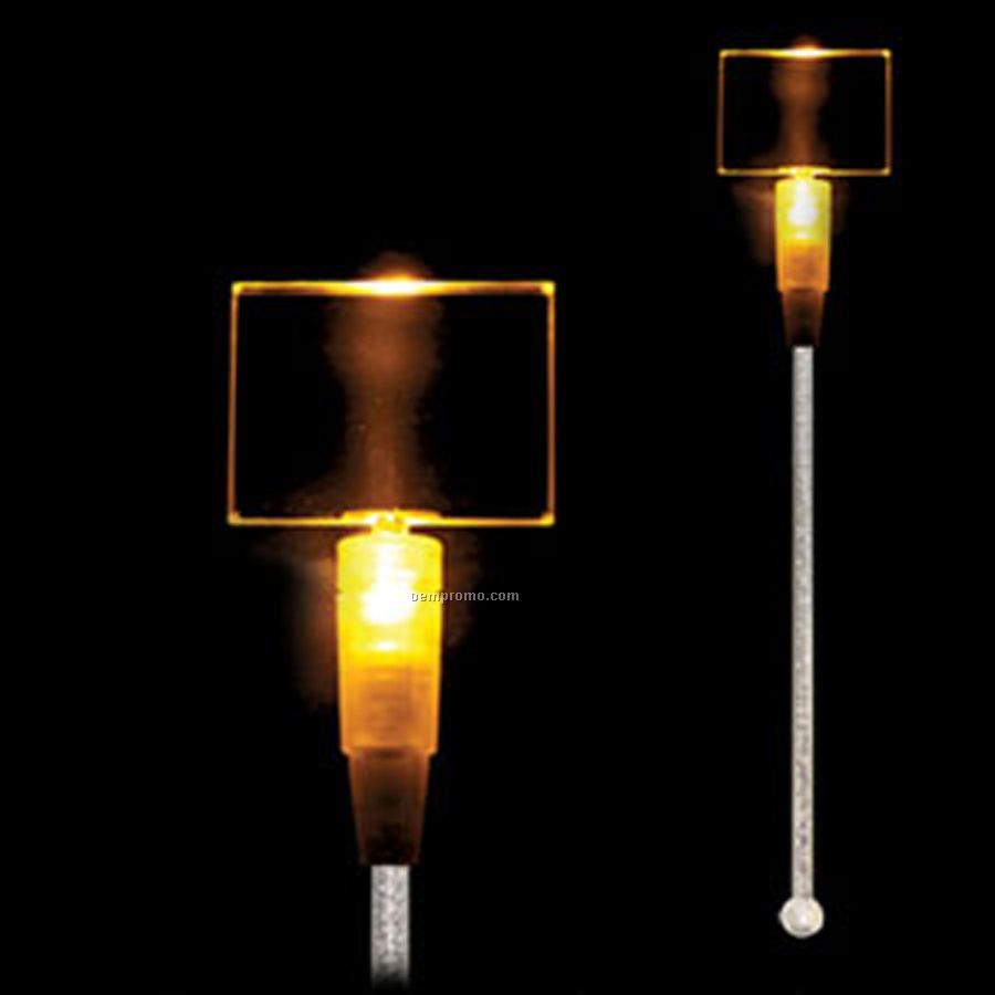 Light Up Stir Stick W/ Amber Orange Rectangle Handle