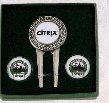 Tournament Gift Set - Medallion Tool Money Clip W/ 3 Ball Markers