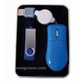 USB Travel Kit W/ USB Drive & Mini Optical Mouse