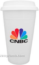 10oz Double Wall Ceramic Tumbler With Lid Options-four Color Process