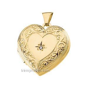 21-3/4x21 Ladies' 14kw .01 Ct Diamond Heart Locket Pendant