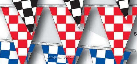 60' 4 Mil Triangle Checkered Race Track Pennant - Red/White
