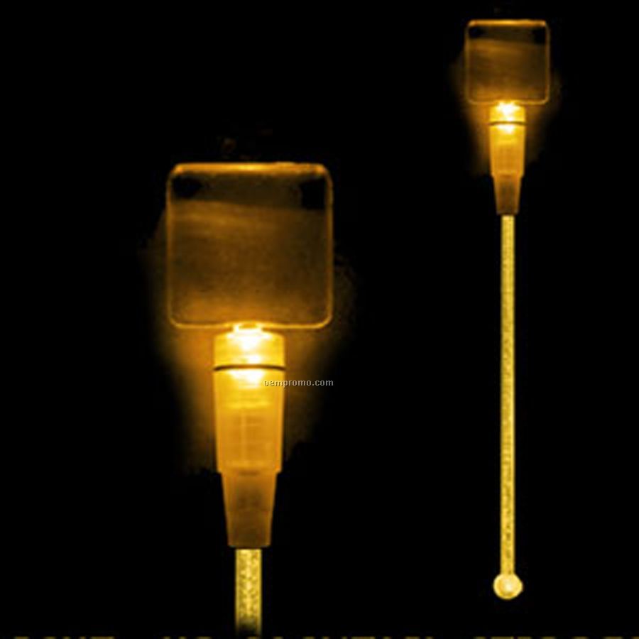 Light Up Stir Stick W/ Amber Orange Square Handle