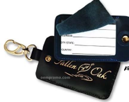 Top Grain Leather Luggage Tag W/ Dog Hook