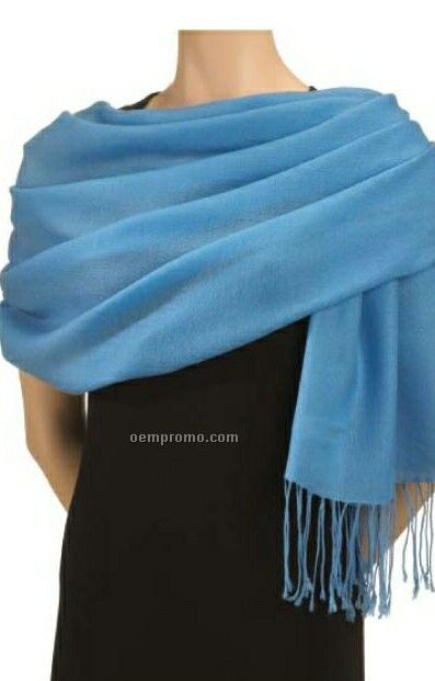Wolfmark Cornflower Blue Pashmina Silk/ Wool Blend Scarf