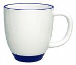 14 Oz. White Heartland Ceramic Bistro Mug W/Color Trim