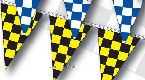 60' 4 Mil Triangle Checkered Race Track Pennant - Black/Yellow