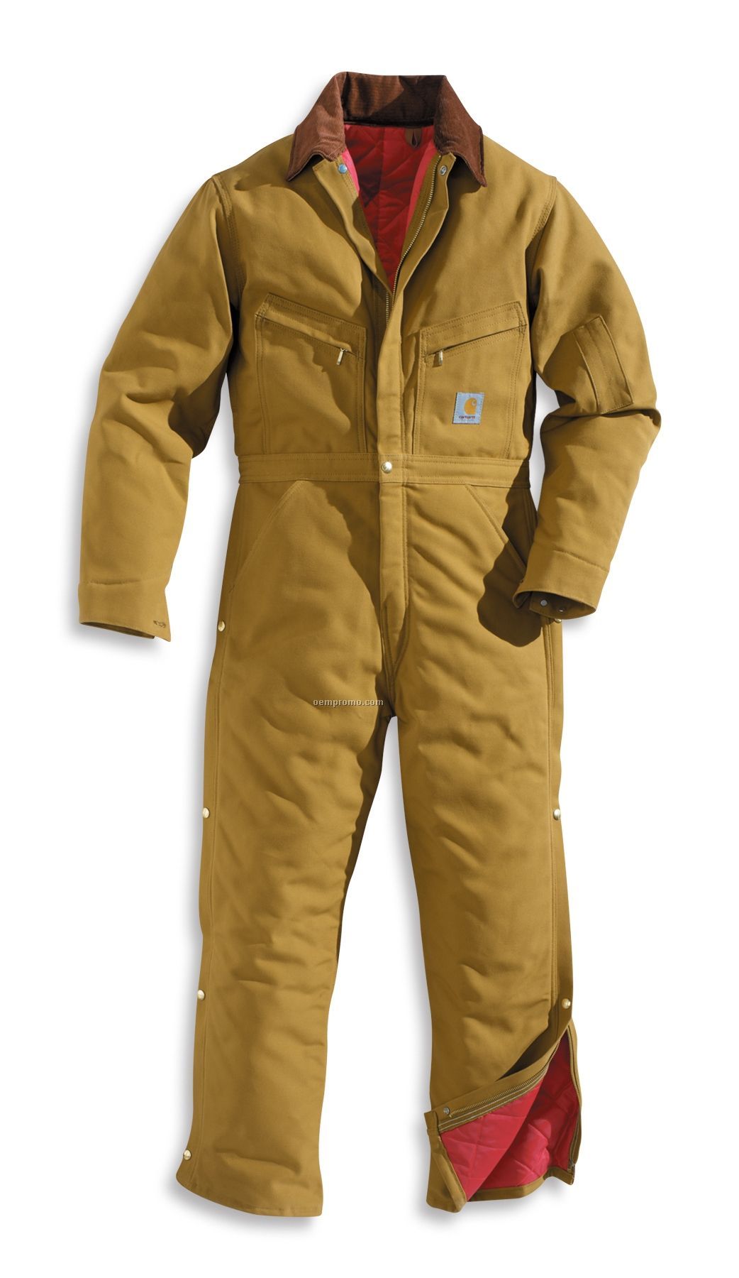 Carhartt Duck Long Sleeve Coveralls W/ Nylon Quilt Lining & Corduroy Collar