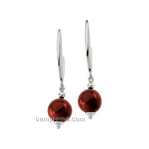Sterling Silver Genuine Dyed Red Coral Earrings