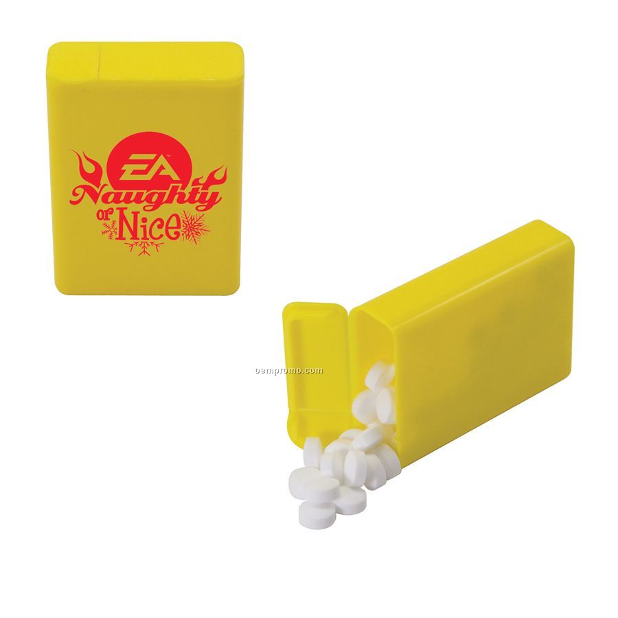 Yellow Refillable Plastic Mint/ Candy Dispenser With Sugar-free Mints