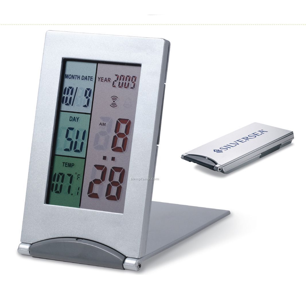 Travel Alarm Clock W/Thermometer (2-1/8"X1/2")