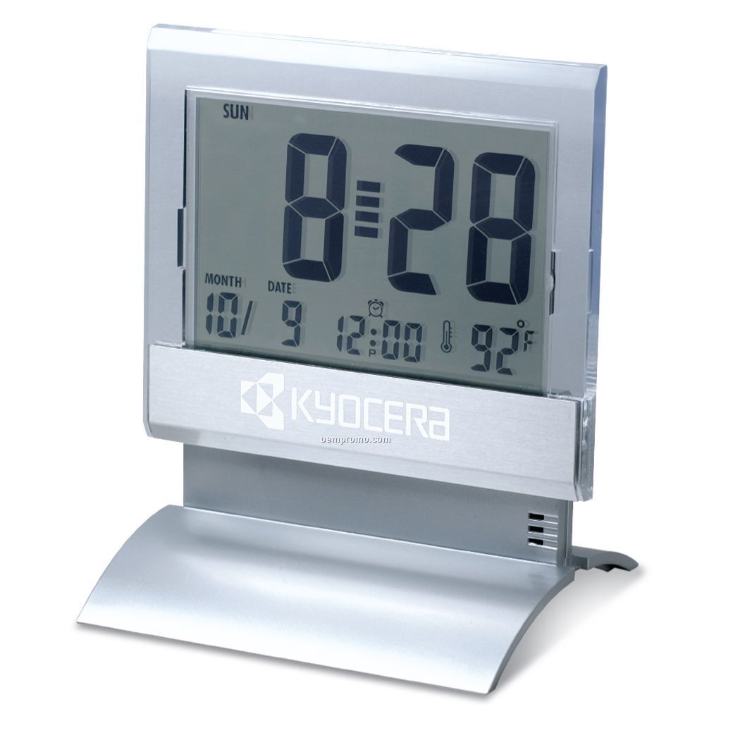 Large Display Digital Desk Clock W/ Alarm & Thermometer (3-1/2"X4")