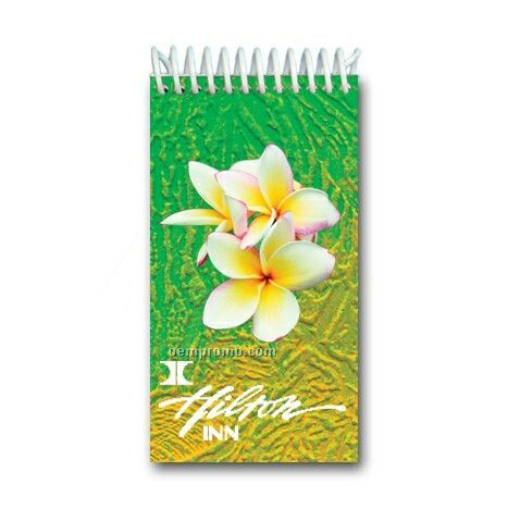 3d Lenticular Mini Notebook Stock/White Garden Flower (Imprinted)