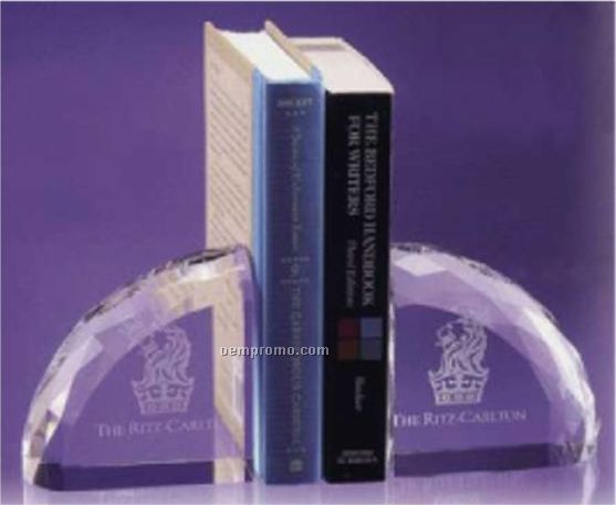4"X4"X2" Crystal Executive Faceted Book Ends
