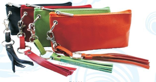 Lime Green Destiny Wristlet Wallet Pouch W/ Tassel & Top Zipper