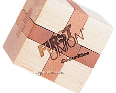 Natural Wood Cube Shaped Puzzle