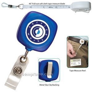 Retractable Badge Reel W/ 40" Soft Cloth Tape Measure Cord