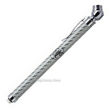 Brass Tire Gauge W/ Shiny Chrome Findings - Silver Carbon Fiber (Screened)