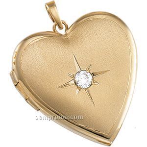 22x20 14ky.01 Ct Ladies' Diamond Heart Locket Pendant