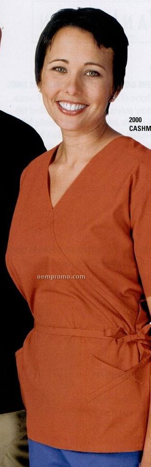 Bill Blass Ladies' Cross-over Scrub Shirt / Short Sleeve