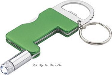 Green Multi Function Flashlight Keychain W/ White LED
