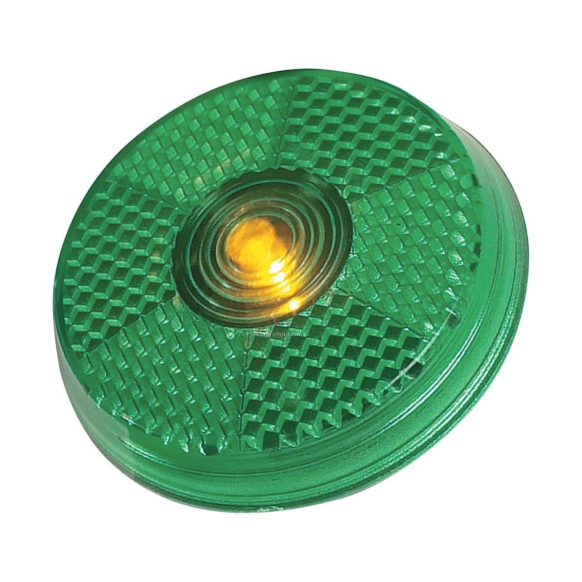 Green Round Light Up Reflector W/ Black Clip & Green LED