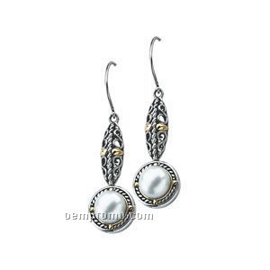 Sterling Silver/14ky Freshwater Cultured Pearl Earrings