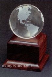 3" Crystal Globe Award On Base