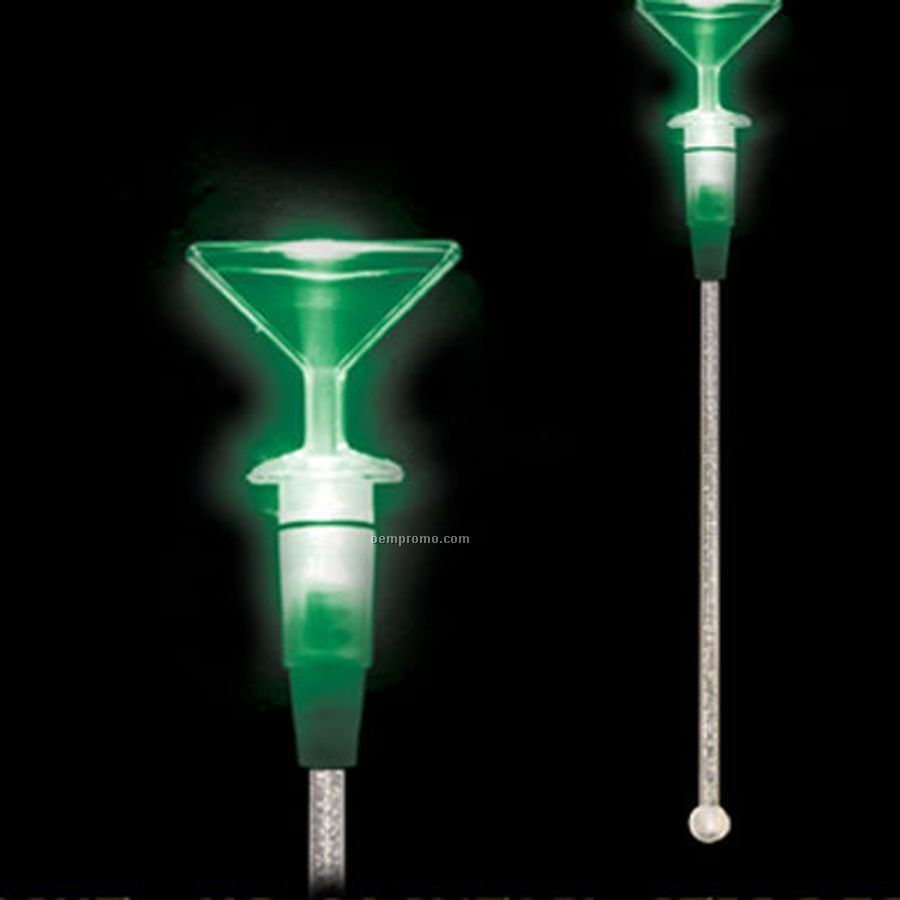 Light Up Stir Stick W/ Jade Green Martini Glass Handle