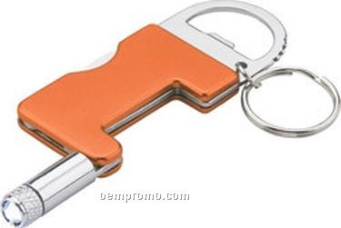 Orange Multi Function Flashlight Keychain W/ White LED