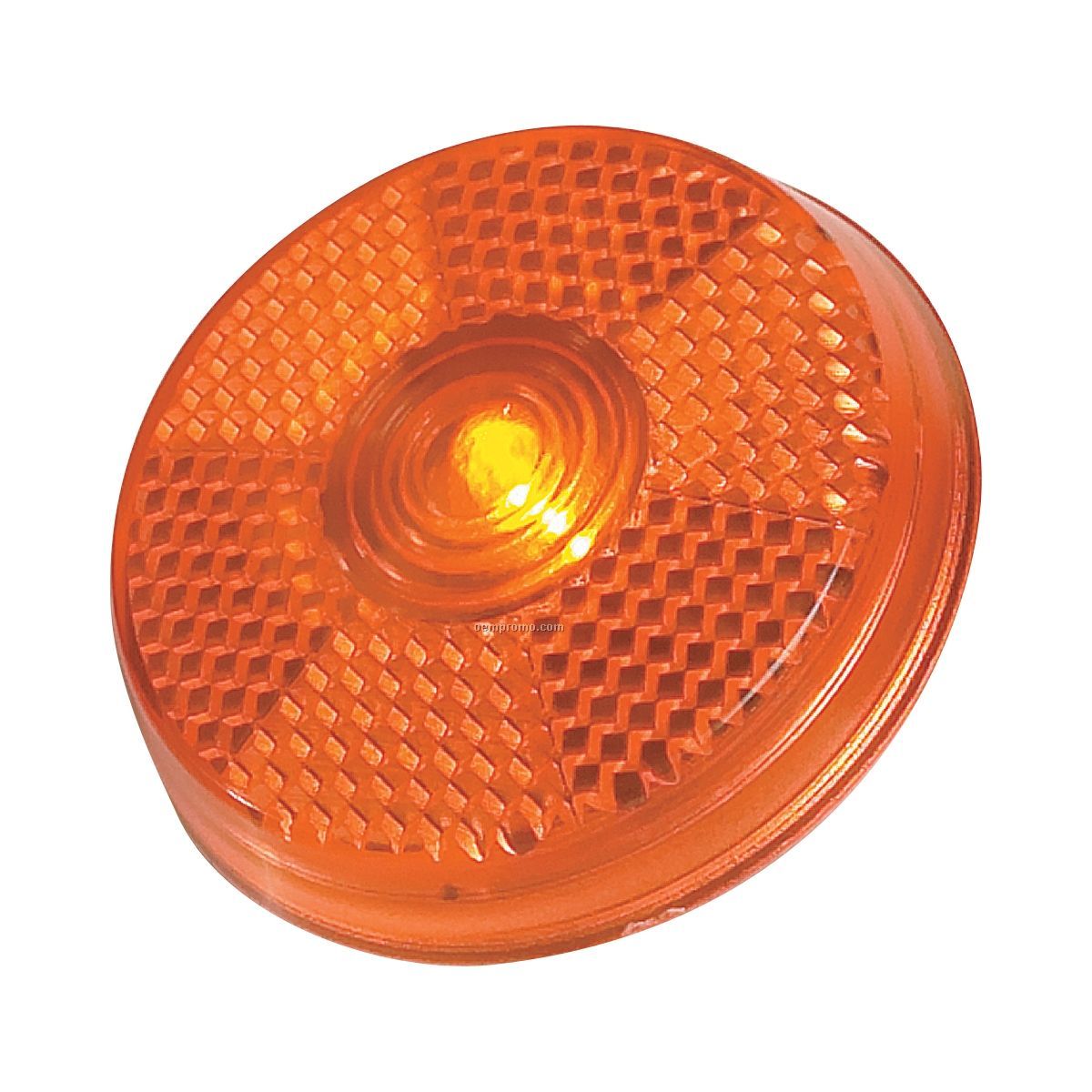 Orange Round Light Up Reflector W/ Black Clip & Orange LED