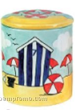 Beach Umbrellas Regular Ceramic Cookie Keeper Jar (Custom Lid)