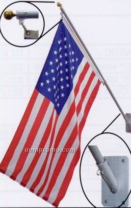 Commercial Us Flag Kit - 2 Piece Aluminum Pole Kit With Nylon Flag (3'x5')
