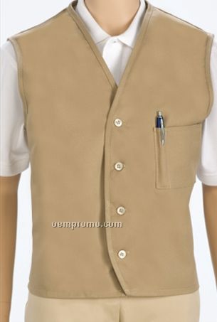 Solid Color Unisex 4 Button Vest W/ Pen Slot Chest Pocket (S-3xl)