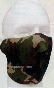 Woodland Camouflage/ Black Reversible Neoprene Half Face Mask