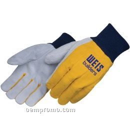 Clute Pattern Split Leather Work Gloves (Large)