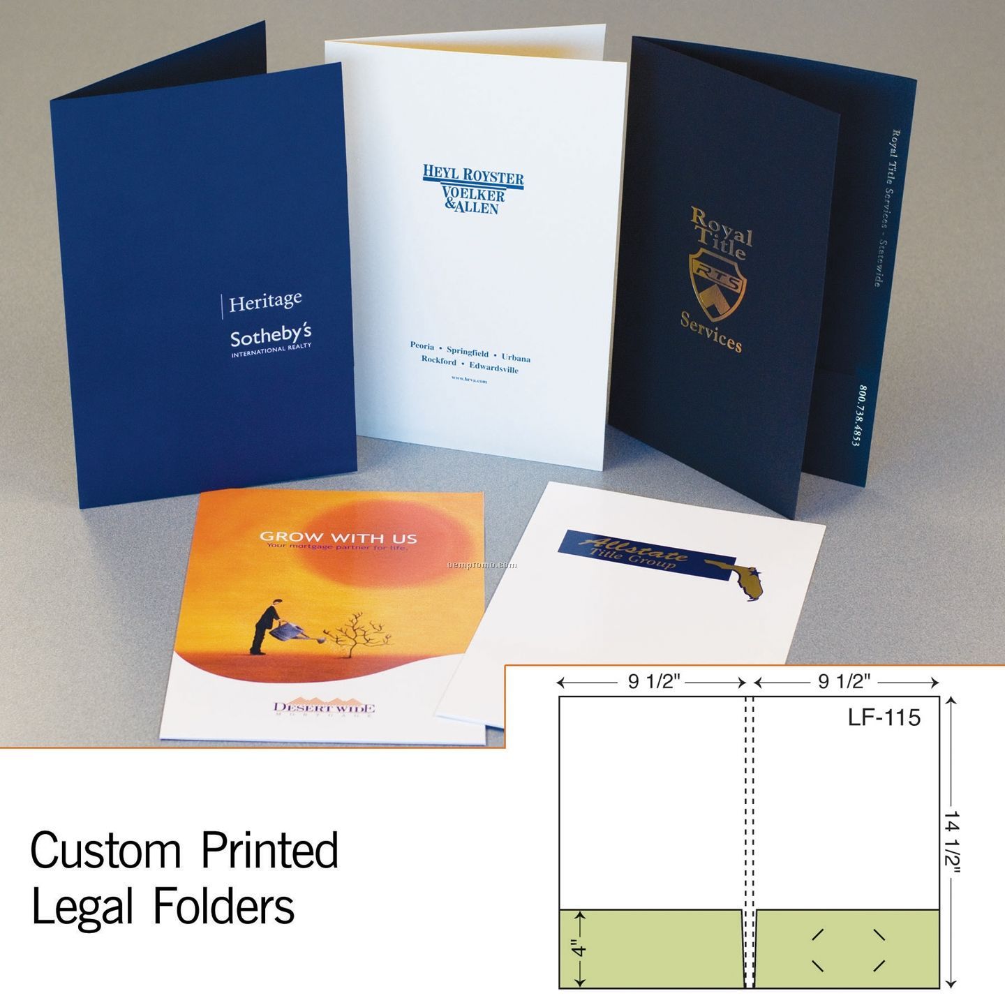 Legal Folder W/ Double Pockets & 3/8" Spine (1 Color/1 Side)