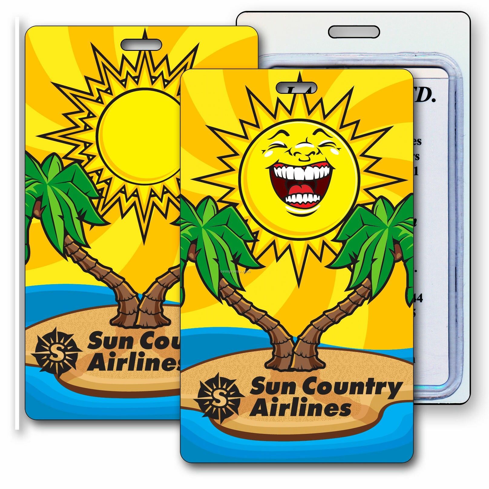 Luggage Tag 3d Lenticular Sunshine Palm Tree Stock Image (Blank Product)