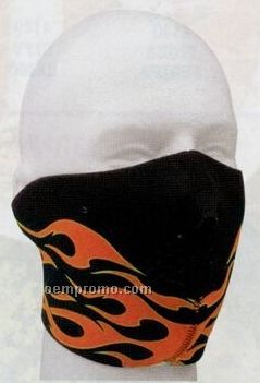 Orange Flames/ Black Reversible Neoprene Half Face Mask