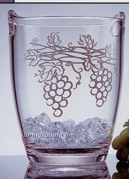 Viva Clear Thick Acrylic Wine Bucket With Frosted Grape Design