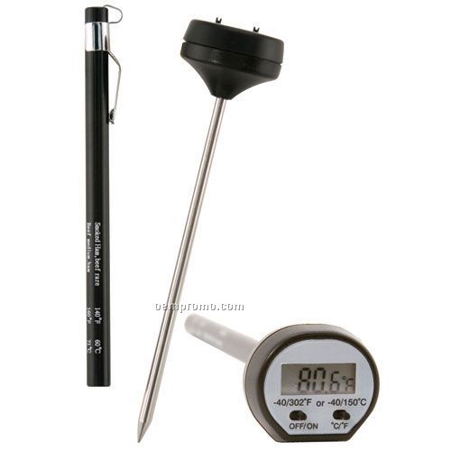 Digital Lcd Meat Thermometer With Pocket Sleeve And Clip
