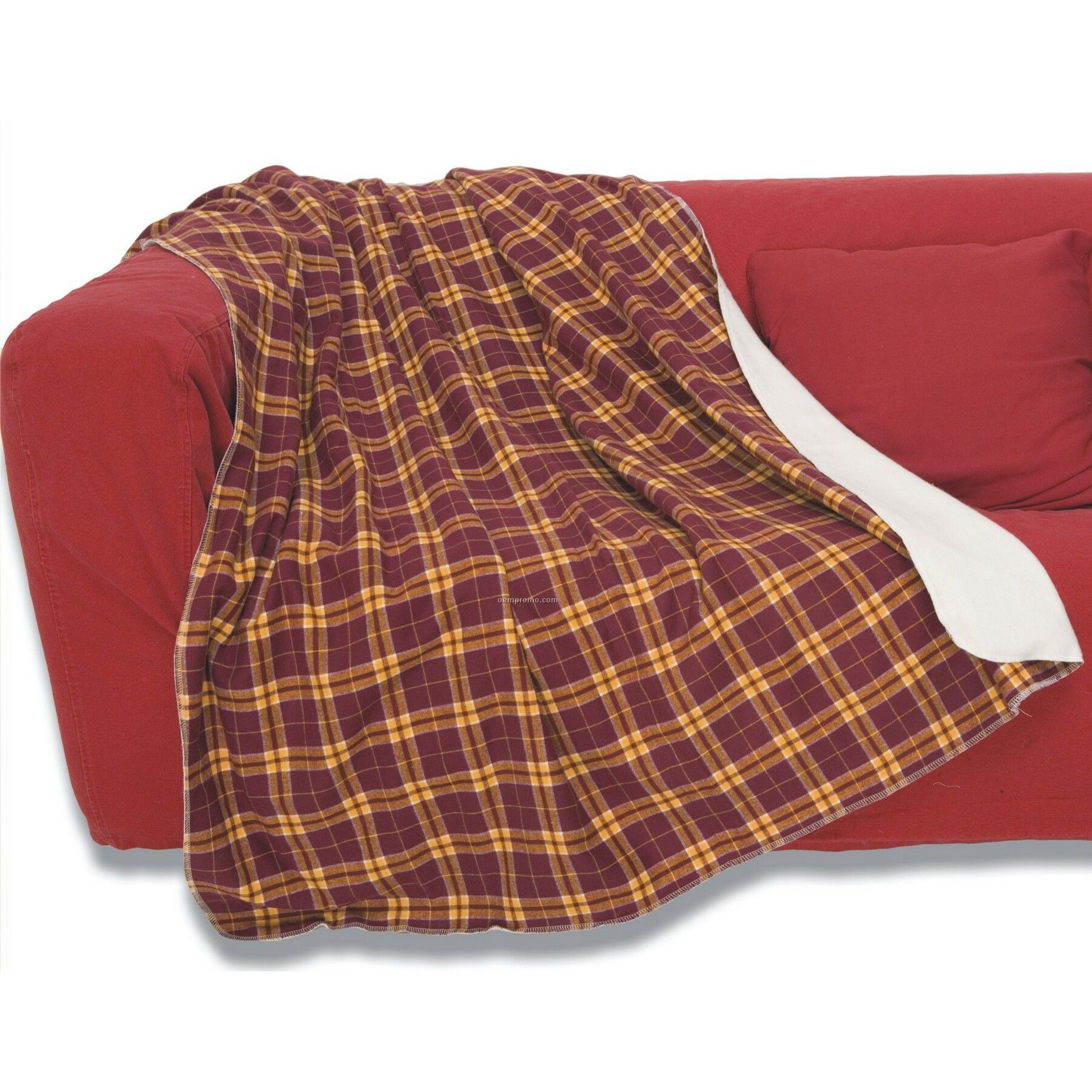 Maroon Red/Gold Plaid Spectator Blankets